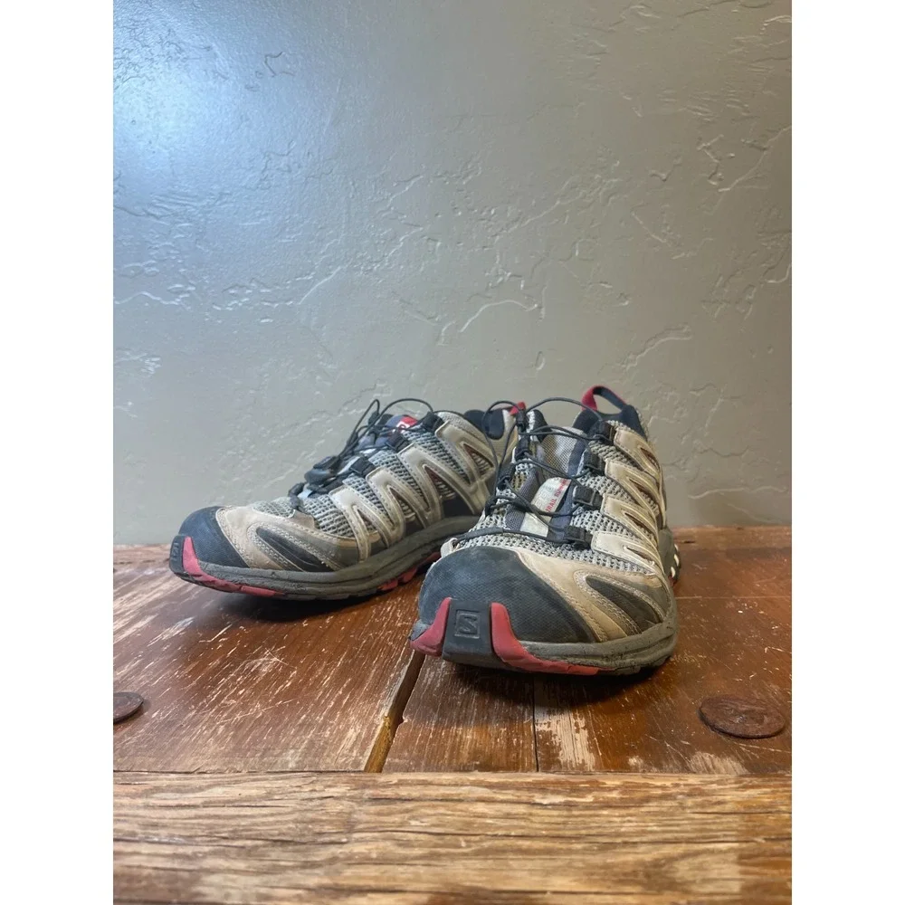 Salomon XA Pro 3D Trail Running Shoes Mens 9 Beige Quicklace Hiking Non Slip